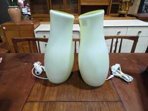 Pair of IKEA Mylonit green glass table lamps - 3