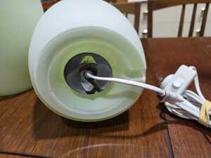 Pair of IKEA Mylonit green glass table lamps - 4