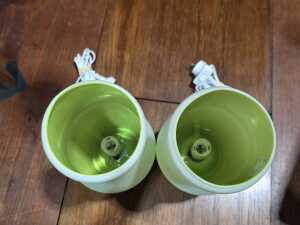 Pair of IKEA Mylonit green glass table lamps - 5