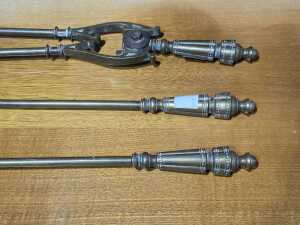 Three brass fireplace tools - 2