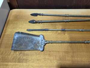 Three brass fireplace tools - 3