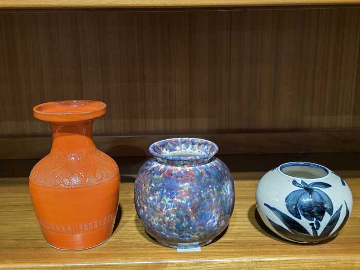 Three ceramic vases, including Italian