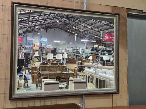 Rectangular black and grey framed mirror
