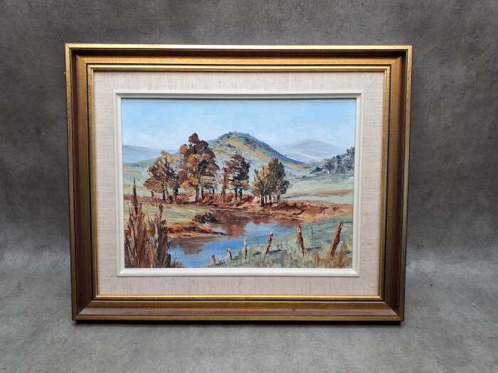 Artist unknown, Australian landscape. Oil painting on board