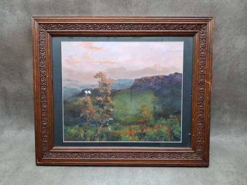 Melville (Mel) Robinson, Sunset on the Bluff (Grampians). Acrylic painting on board