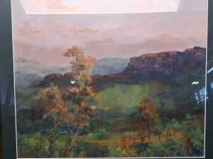 Melville (Mel) Robinson, Sunset on the Bluff (Grampians). Acrylic painting on board - 2