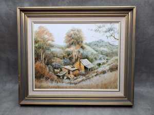 Ian J. Stephens (1946- ), Looking Down the Valley - Omeo 1991, oil painting on board