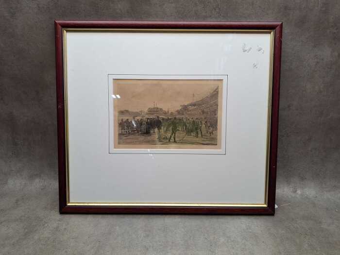 Melbourne Cricket Ground, antique etching