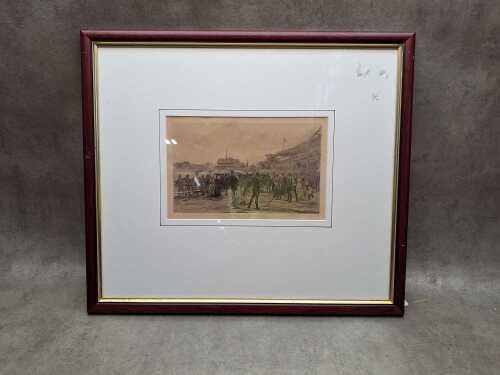 Melbourne Cricket Ground, antique etching