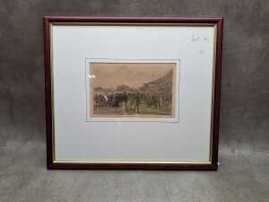 Melbourne Cricket Ground, antique etching