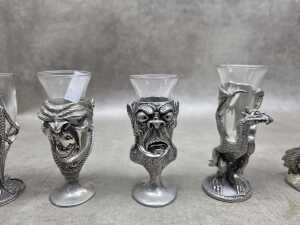 Six pewter fantasy goblets including Graeme Anthony - 3