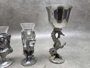 Six pewter fantasy goblets including Graeme Anthony - 4