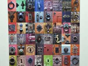Artist unknown, 'unlock my love' lock collage. Print on paper - 2