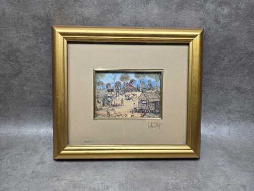 Kevin Charles 'Pro' Hart, There Was Movement at the Station. Framed print on paper