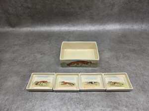 Royal Doulton 'Fox Hunting' porcelain series ware cigarette box with set of four ashtrays - 2
