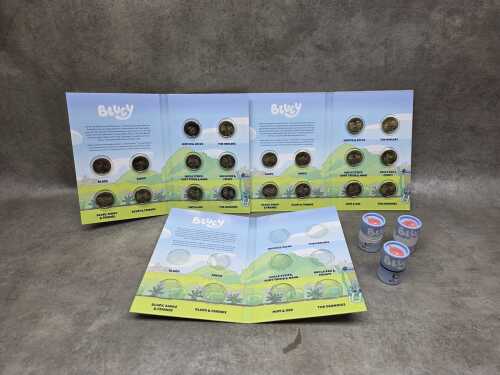 Three 2024 Bluey uncirculated ten coin sets