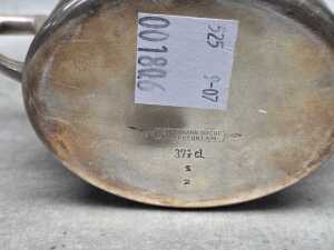 German Art Deco silver plated sugar bowl with attached sugar tongs, - 4