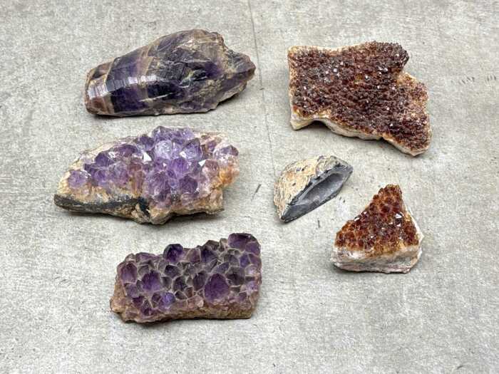 Geological specimens, including Amethyst
