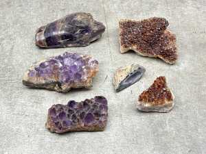 Geological specimens, including Amethyst