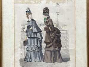 Pair of 'The Fashions' magazine advertisements. Antique framed prints on paper - 4