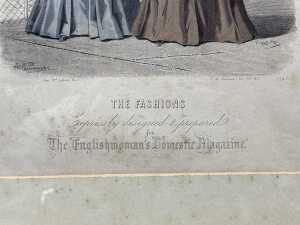 Pair of 'The Fashions' magazine advertisements. Antique framed prints on paper - 5