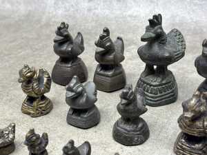 Antique Burmese metal opium weights surmounted by various animal figures - 2