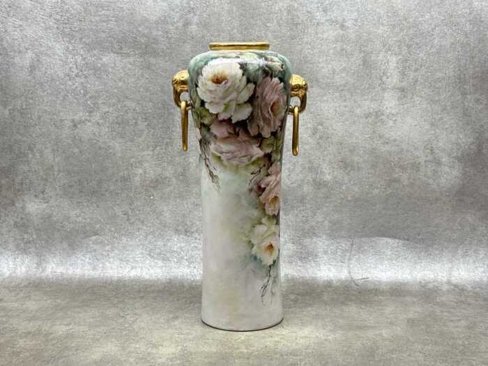 Hand painted porcelain vase decorated by Robyn Maddock, 1981
