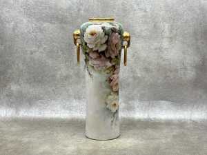Hand painted porcelain vase decorated by Robyn Maddock, 1981