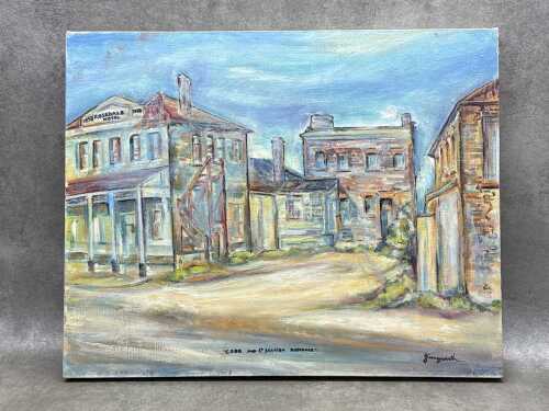 Betty Jungwirth, Cobb and Co. Station Rosedale. Oil painting on canvas