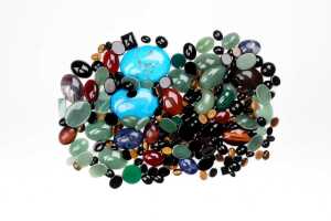 A large collection of cabochon gemstones