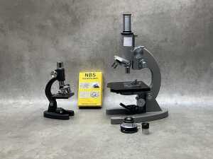 Two student microscopes and microslides