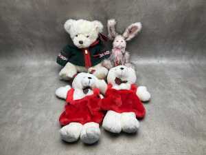 Four teddy bears, including Harrods Christmas Bear 2006