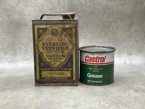 Four oil and varnish tin cans, including Shell Chain oil - 2
