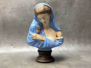 Two hand painted religious plaster bust figures - 4