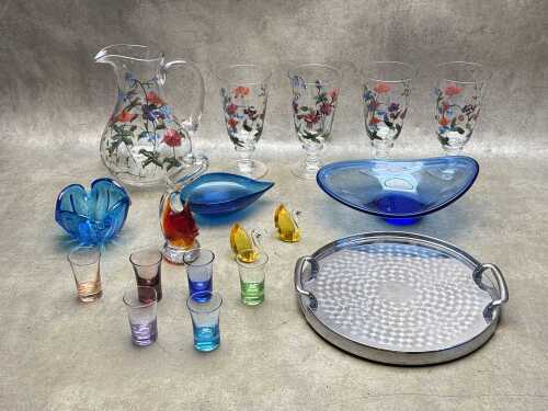 Assorted coloured and decorative glass