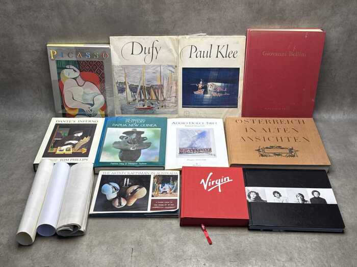 Group of mostly art reference books, including Dante's Inferno