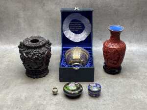 Oriental decorative items including cloisonne