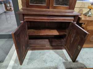 Victorian mahogany two-height bookcase with arched panel doors - 4