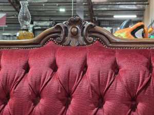 Three-piece red velvet lounge suite - 3