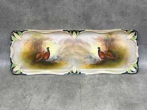 Antique SF & Co. sandwich platter with hand painted scene of pheasants