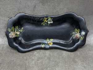 19th century papier mache candle snuffer and wick trimmer tray