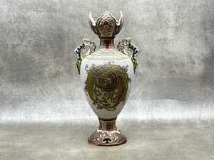 Japanese ceramic twin handled vase