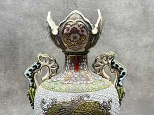 Japanese ceramic twin handled vase - 2