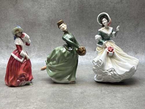 Three Royal Doulton porcelain lady figures