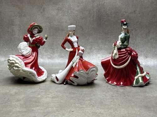 Three Royal Doulton porcelain lady figures