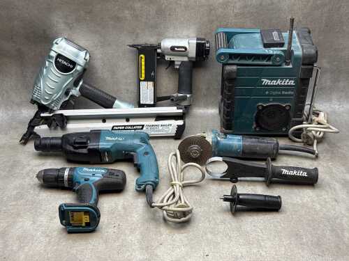 Mainly Makita electric, compressed air and cordless tools