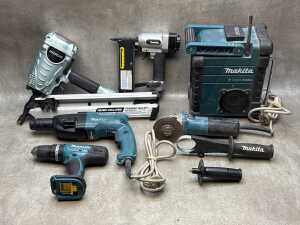Mainly Makita electric, compressed air and cordless tools