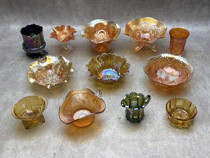 Mid-century Carnival & pressed glass