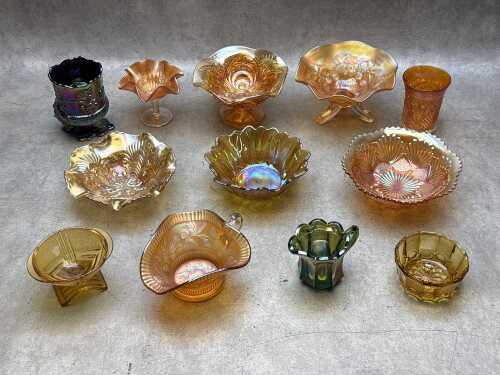 Mid-century Carnival & pressed glass