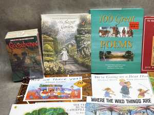 Poetry, children's and teenage books, including Goosebumps sealed set - 2